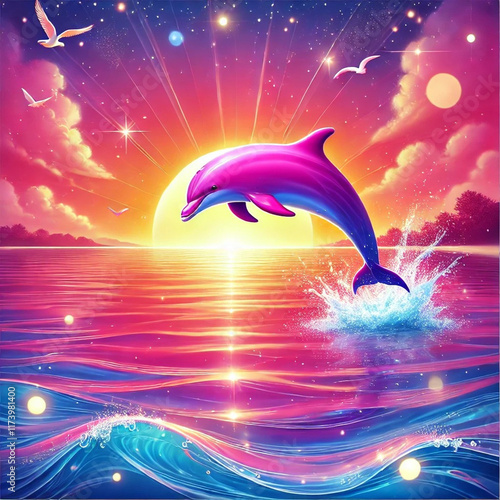 The Dance of Dolphins at Sunset