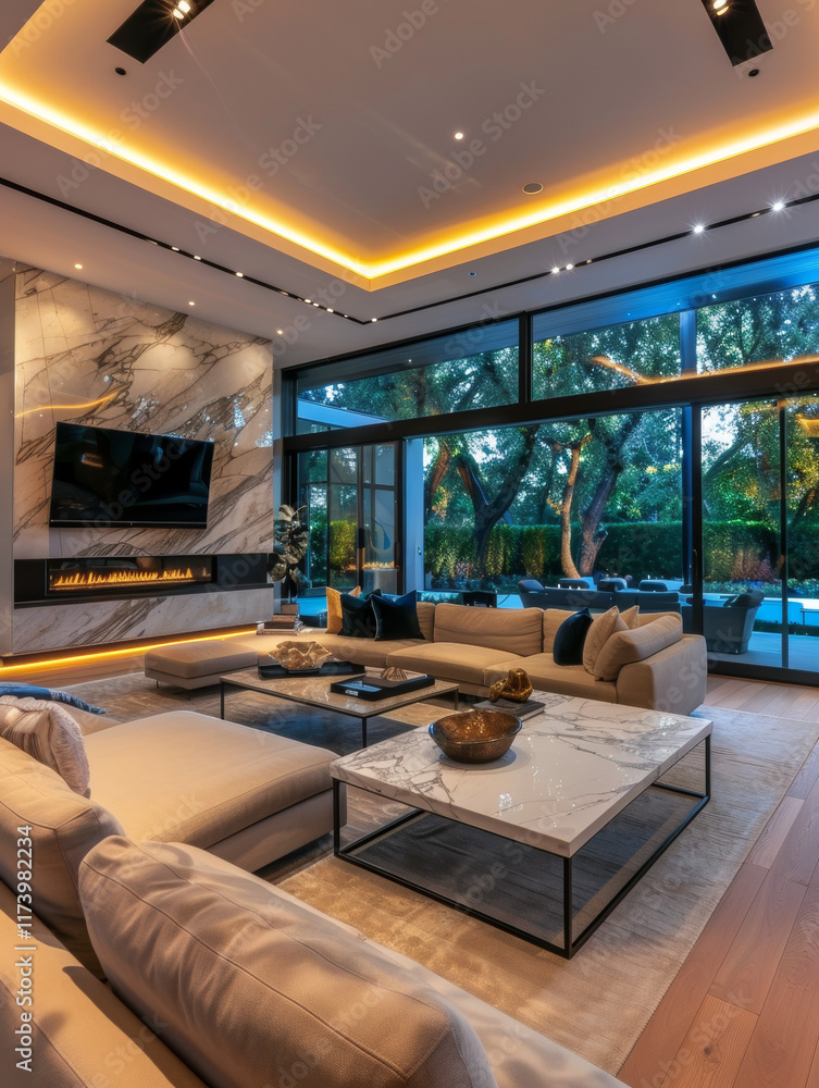 Naklejka premium luxurious living room featuring a large sectional sofa