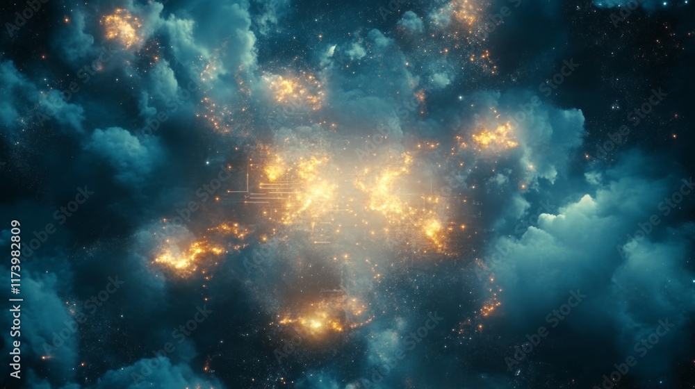 Fototapeta premium Soft Light Cloud with Glowing Effects in Tech Background