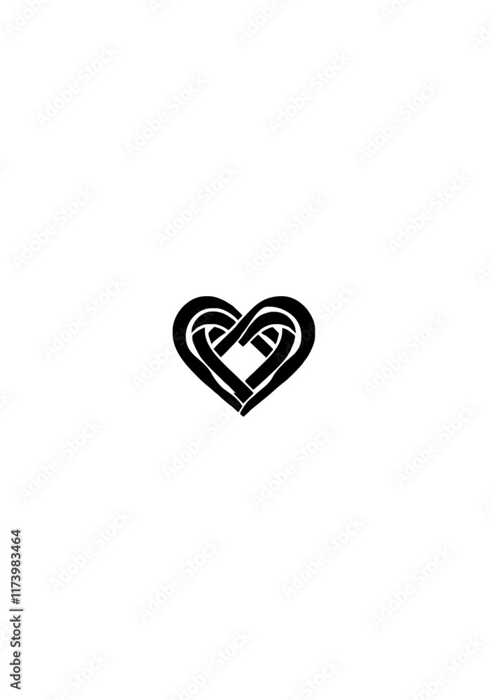 Abstract Intertwined Heart Symbol in Black and White for Love, Unity, and Modern Branding Design Abstract Intertwined Heart Symbol in Black and White for Love, Unity, and Modern Branding Design