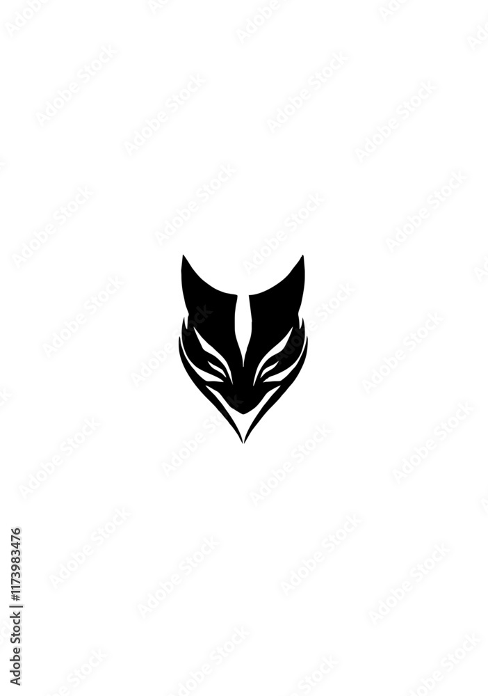 Bold Fox Head Icon with Sharp Lines in Black and White for Modern Wildlife and Branding Design Bold Fox Head Icon with Sharp Lines in Black and White for Modern Wildlife and Branding Design