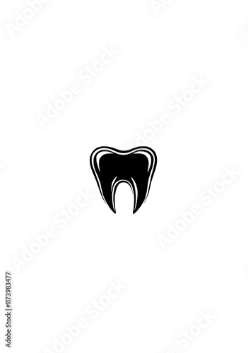 Bold Tooth Icon Vector in Black and White with Modern Design for Dental Branding and Orthodontic Services