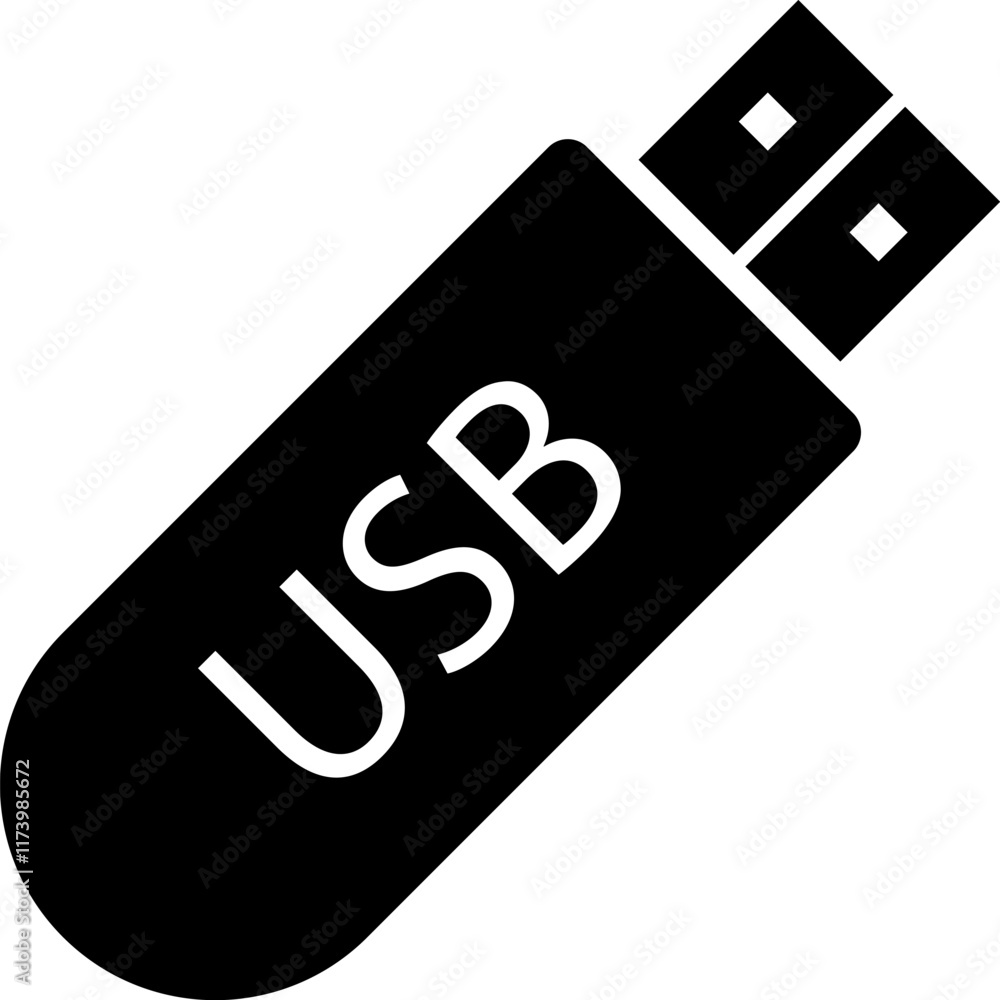Vector black USB Icon on white background Vector black USB Icon on white background