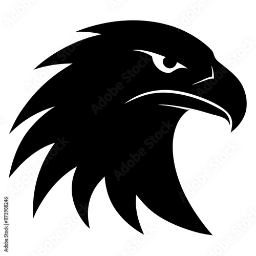 american eagle head black silhouette vector with white background. Wild animal vector