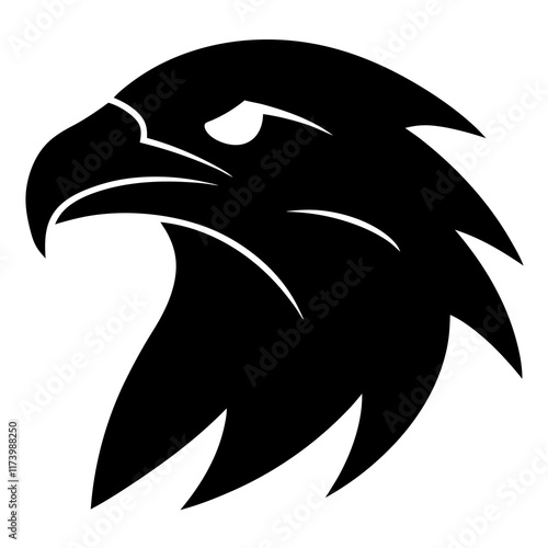 american eagle head black silhouette vector with white background. Wild animal vector
