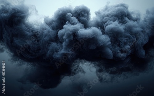 Dramatic Black Smoke of a Massive Explosion Rising in the Air