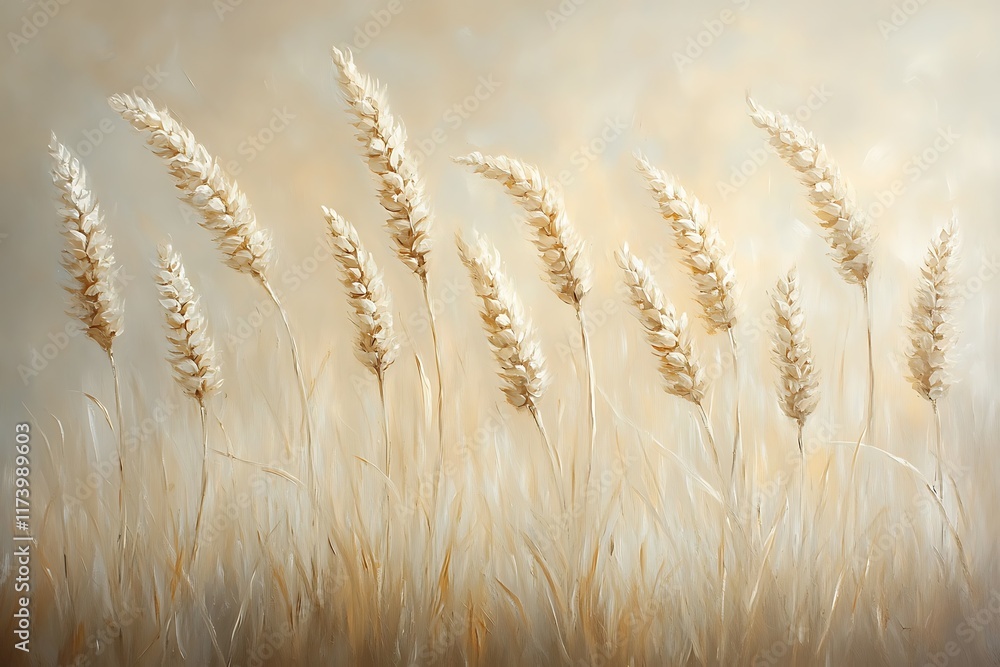 Fototapeta premium Wind-blown wheat under pale sky