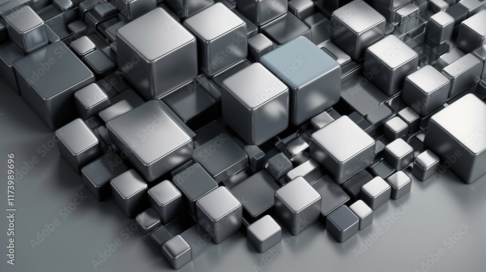 Reflective Metallic Cubes Arrangement Reflective Metallic Cubes Arrangement