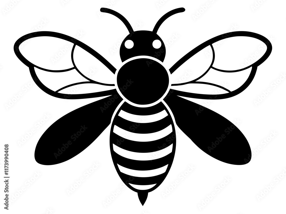 Fototapeta premium bee black silhouette vector with white background. insect silhouette. 