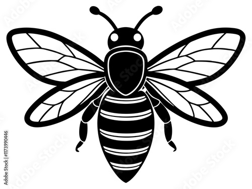 bee black silhouette vector with white background. insect silhouette. 