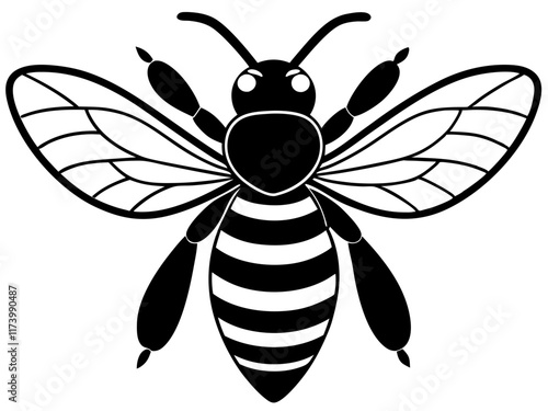 bee black silhouette vector with white background. insect silhouette. 