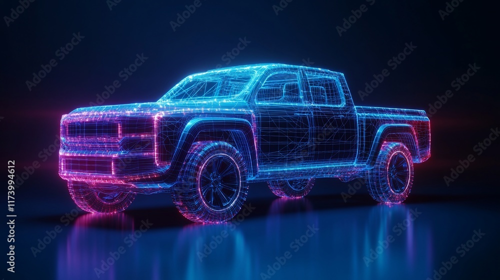 Futuristic pickup truck digital rendering. Futuristic pickup truck digital rendering.