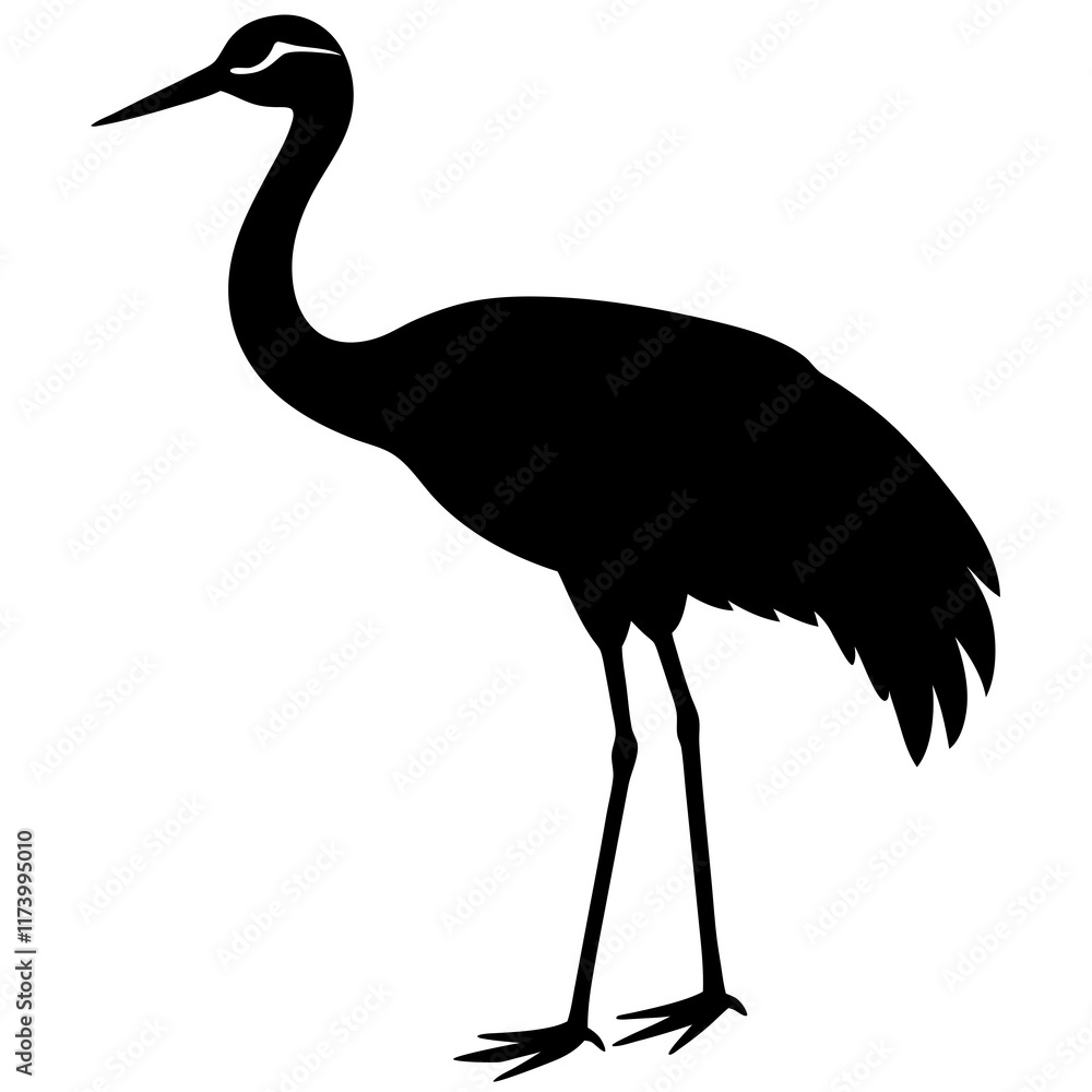 Fototapeta premium crane bird black silhouette vector with white background. Wild animal vector