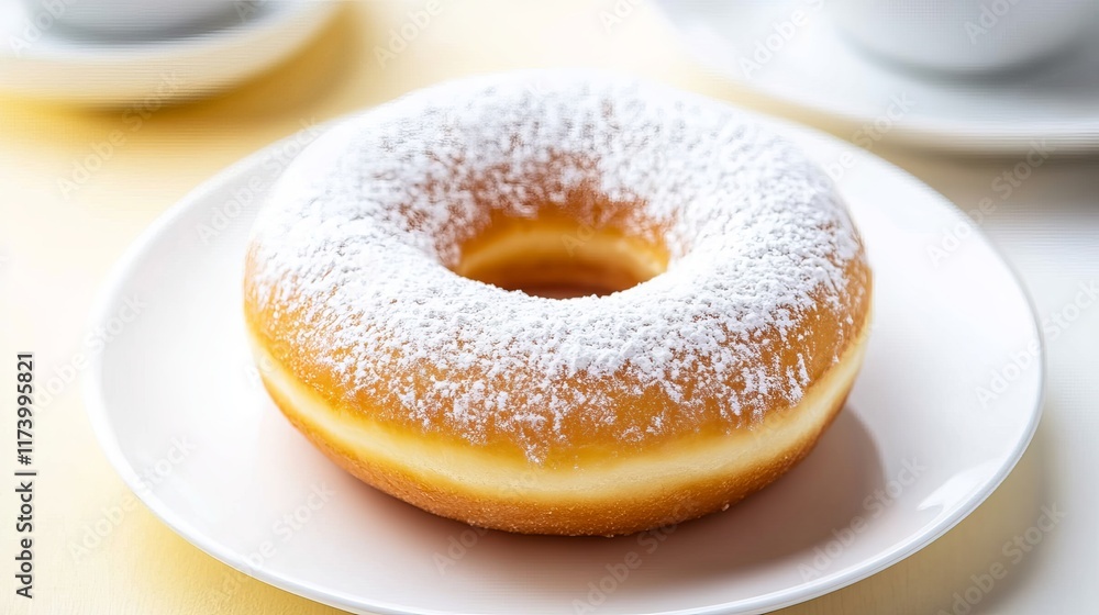A cheerful breakfast donut displayed on a pastel yellow background designed with a minimal and trendy concept A cheerful breakfast donut displayed on a pastel yellow background designed with a minimal and trendy concept
