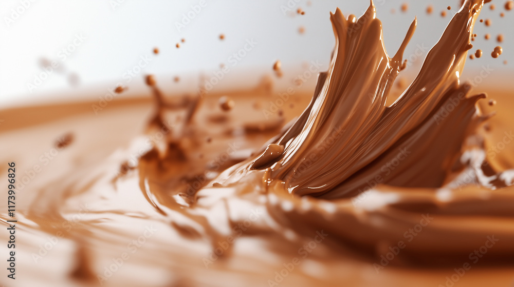 Fototapeta premium Splash of chocolate is splashing out of a bowl
