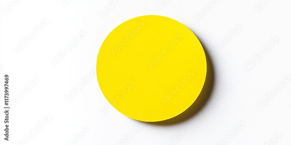A yellow circular paper sticker label isolated on a white background A yellow circular paper sticker label isolated on a white background