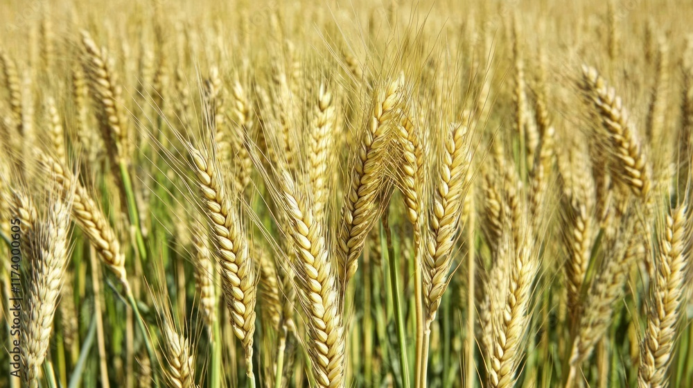 Golden wheat field, ripe ears of grain swaying gently in the summer breeze. Golden wheat field, ripe ears of grain swaying gently in the summer breeze.
