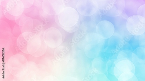 Abstract pastel bokeh background with pink and blue blurred circles.