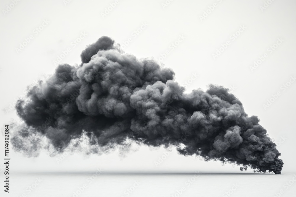 Dark smoke billows from an unknown source in a desolate, empty space just before dusk Dark smoke billows from an unknown source in a desolate, empty space just before dusk