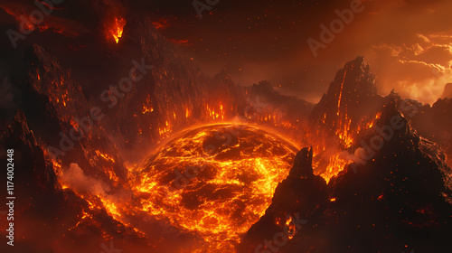 Earth engulfed in flames. Candescent. Illustration