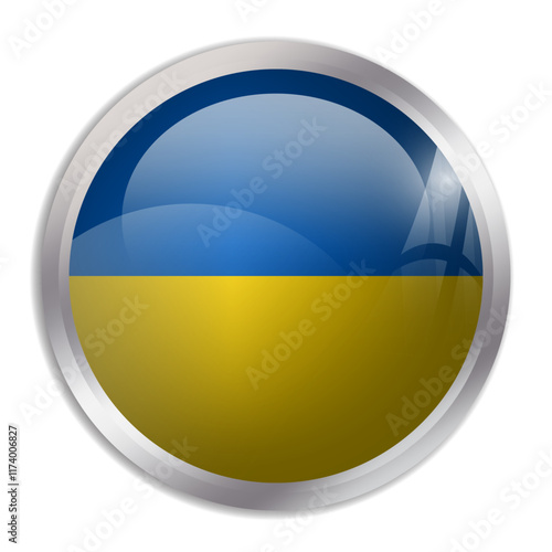 Ukraine flag - glossy circle button displays a colorful flag representing a country cultural identity and heritage. The essence of national pride and unity. Free Download Ukraine flag - glossy circle button displays a colorful flag representing a country cultural identity and heritage. The essence of national pride and unity. - GFXLoad