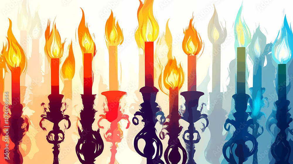 Candle silhouette - bright candelabrum with flame light on white background. Candescent. Illustration Candle silhouette - bright candelabrum with flame light on white background. Candescent. Illustration
