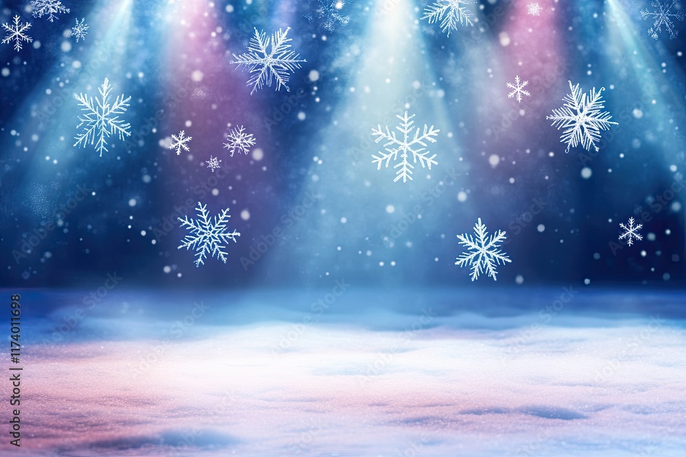 A picturesque winter backdrop featuring an unoccupied ice rink with glowing lights A picturesque winter backdrop featuring an unoccupied ice rink with glowing lights