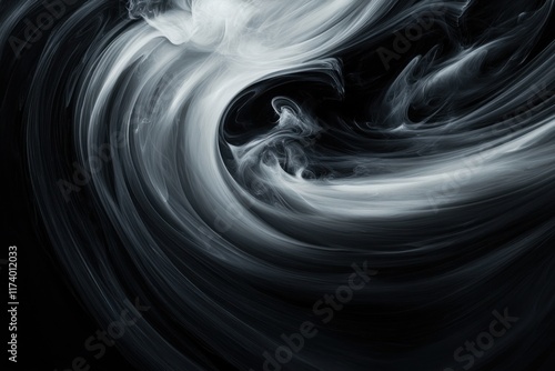 Abstract swirling patterns in black and white create a mystical atmosphere and evoke a sense of movement and depth photo