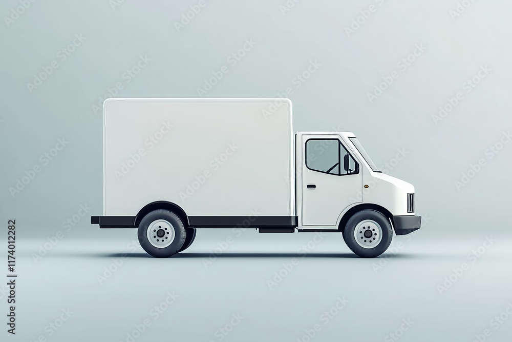 Clean blank white delivery van isolated on empty background, side view of food truck with copy space for design, car cargo carrier transportation logistics mockup Ai generated Clean blank white delivery van isolated on empty background, side view of food truck with copy space for design, car cargo carrier transportation logistics mockup Ai generated