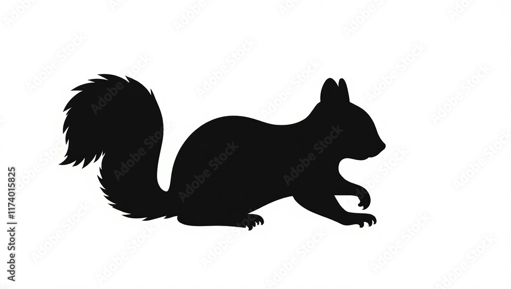 Obraz premium Clean and Detailed Squirrel Silhouette Illustration