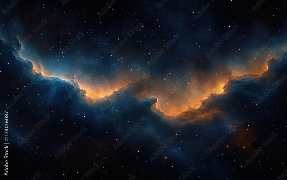 Cosmic Nebula in Classic Oil Painting Style with Deep Blues Fiery Oranges and Starlight Cosmic Nebula in Classic Oil Painting Style with Deep Blues Fiery Oranges and Starlight