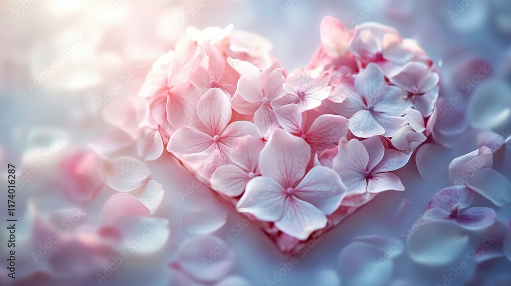 Obraz premium Pink heart-shaped floral arrangement with petals symbolizing love and appreciation for international women's day march 8 and mother's day