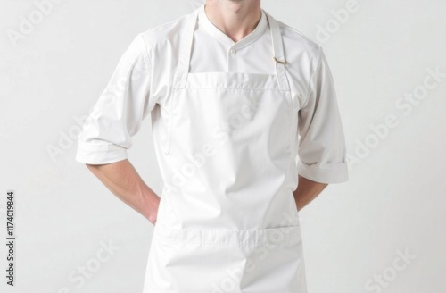 White apron on chef in white background
