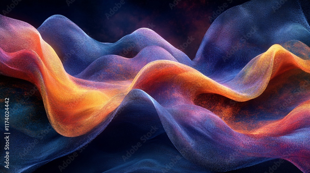 Obraz premium Abstract colorful flowing fabric waves.