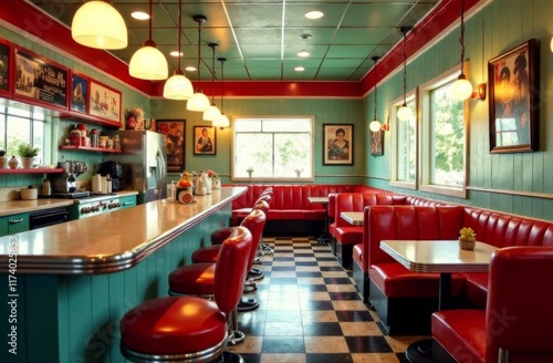 Vintage and retro interior in diner