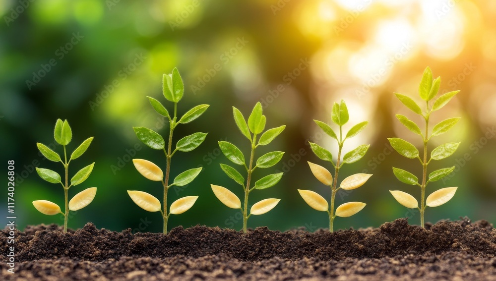 Farm imagery showing the growth of soybeans with a blue sky backdrop, highlighting the process of agricultural planting and growth Farm imagery showing the growth of soybeans with a blue sky backdrop, highlighting the process of agricultural planting and growth