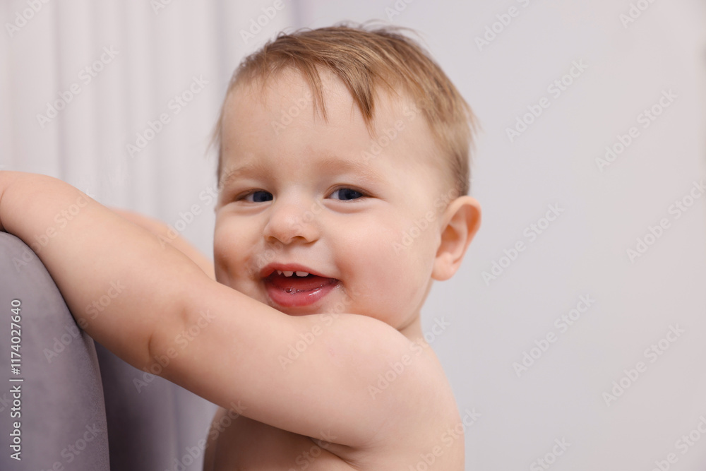 Portrait of cute little baby at home Portrait of cute little baby at home