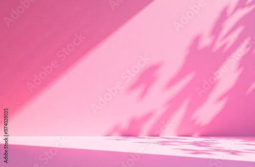 Pink wall with sun light