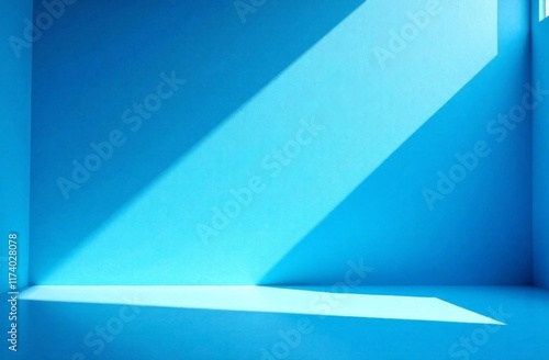 Blue wall background with sun light