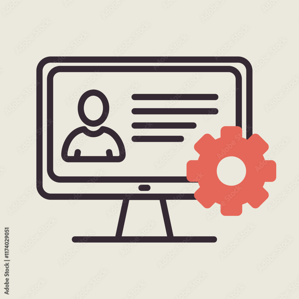 User customize settings on monitor vector icon User customize settings on monitor vector icon