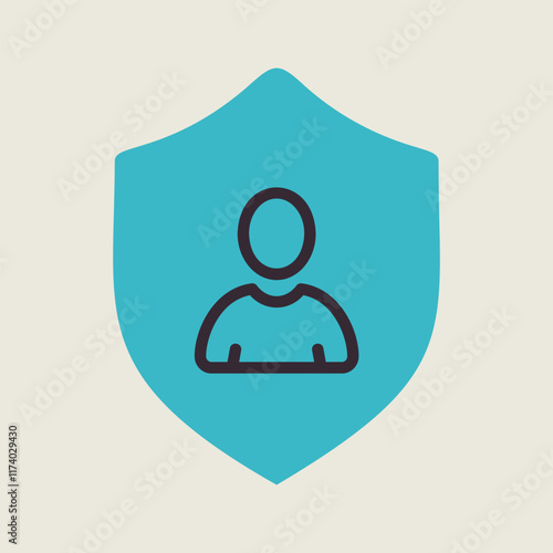 Privacy icon. Shield with person silhouette symbol