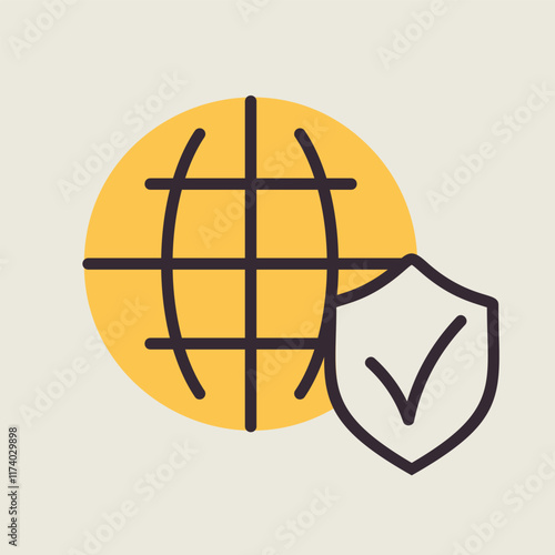 Global shield vector icon on white background