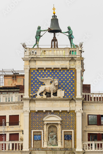 Italy, Venice. Piazza San Marco. Saint Mark's Clock Tower detail. The 