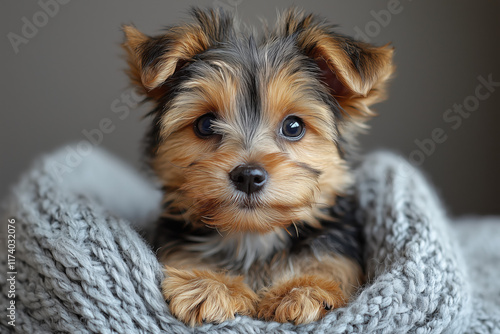 Obraz na płótnie yorkshire terrier portrait puppy cute w salonie
