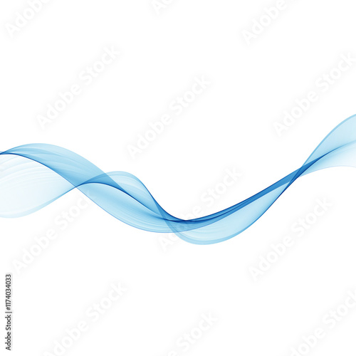 Blue flow waved lines for brochure, website, flyer design.  Png