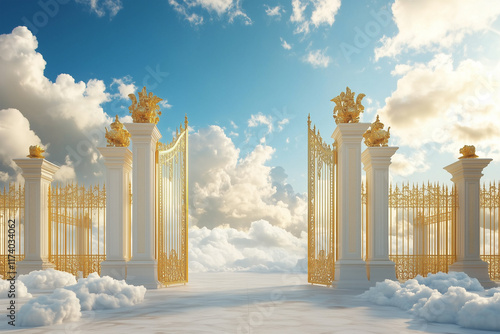 open gates to heaven among the clouds