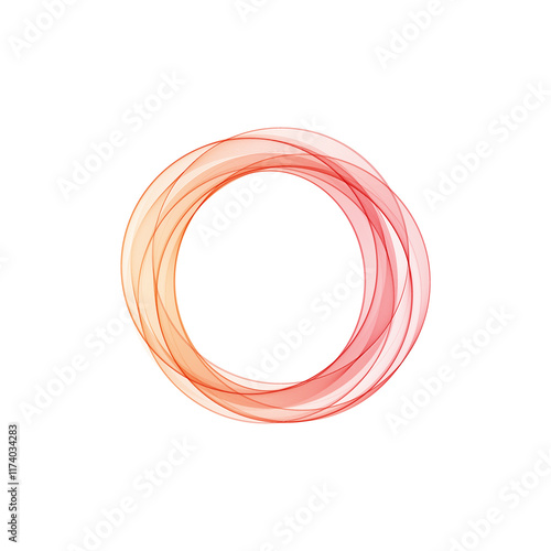 Red waves in the shape of a circle.  Design element.