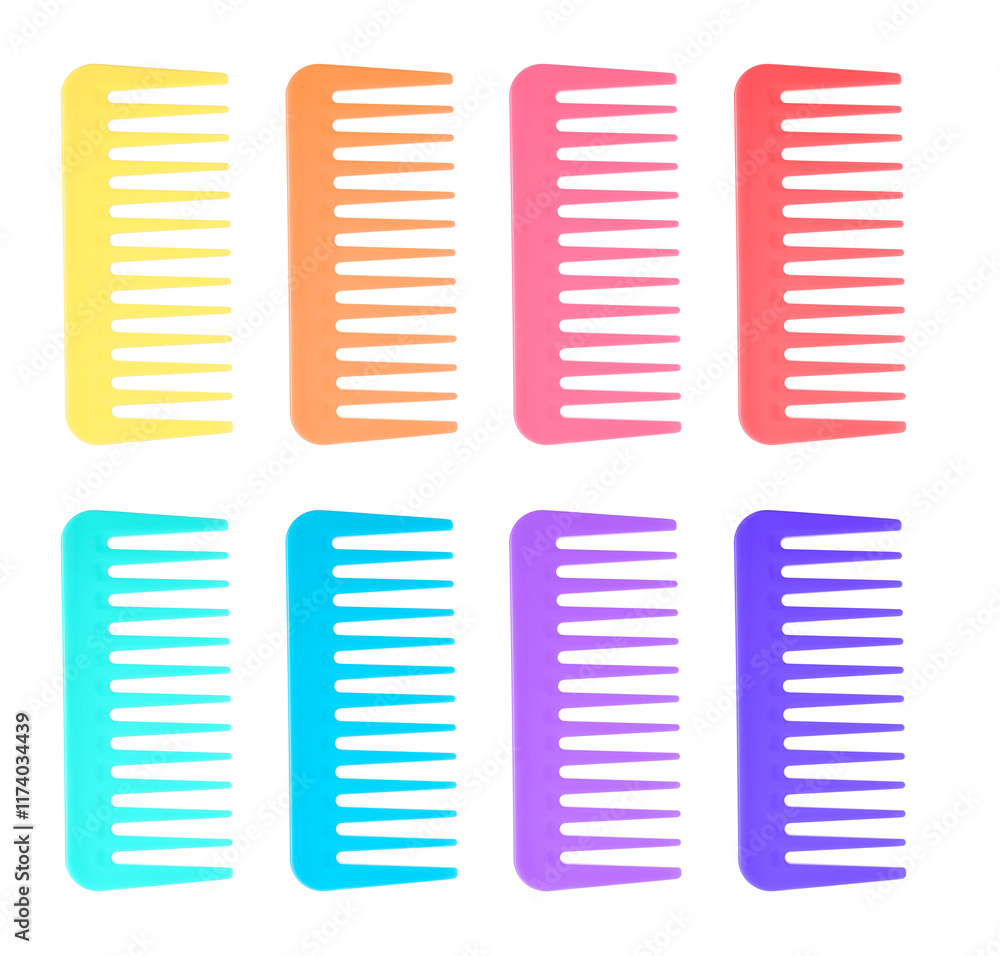 Combs of different colors isolated on white Combs of different colors isolated on white
