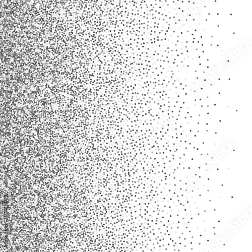 sparkling abstract silver glitter background, metal Christmas confetti falling. light shining Flying glitter dots particles, sparkle vector border backdrop.