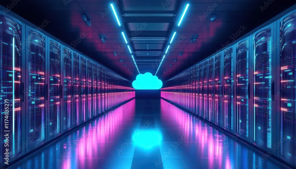Futuristic Data Center with Hybrid Cloud Integration and AI Infrastructure Architecture Futuristic Data Center with Hybrid Cloud Integration and AI Infrastructure Architecture